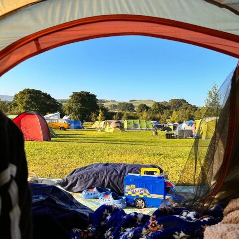 Tent overlooking Catgill Farm Bolton Abbey